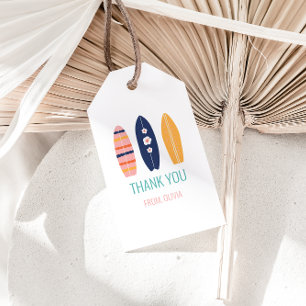 Étiquettes-cadeau Fille Planche de Surf Plage anniversaire Merci Cad