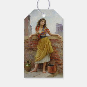 Étiquettes-cadeau Fille porteuse d'eau italienne vintage