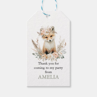 Étiquettes-cadeau Fille renard Boho 1er anniversaire Tout âge Favori