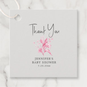 Étiquettes Cadeau Fille rose Baby shower floral Favoriser les étique