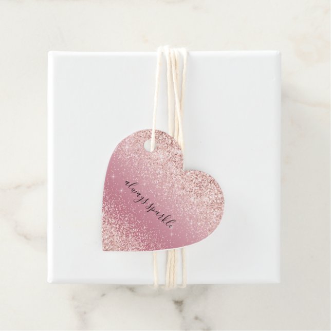 Étiquettes Cadeau Fille rose brillant Parties scintillant étincelant (En situation)