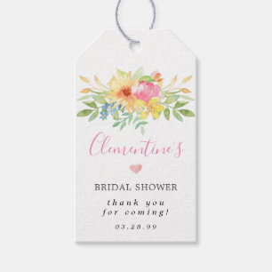 Étiquettes-cadeau Fille rose jaune Merci de Fête des mariées florale