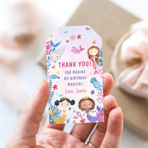 Étiquettes-cadeau Fille Sirène 1ère fête d'anniversaire