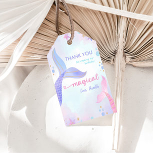 Étiquettes-cadeau Fille Sirène 1ère fête d'anniversaire