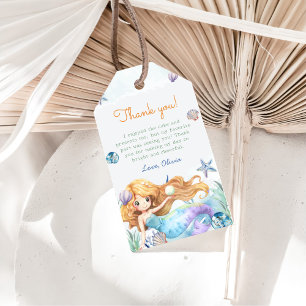 Étiquettes-cadeau Fille Sirène 1ère fête d'anniversaire