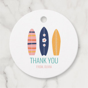 Étiquettes Cadeau Fille Surfboard Beach anniversaire Merci Favor