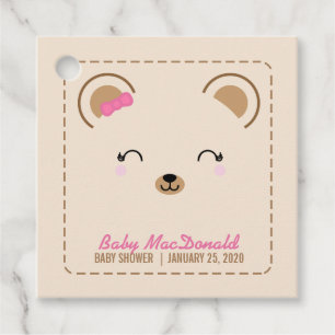 Étiquettes Cadeau fille teddy bear BABY SHOWER merci faveur tag 2