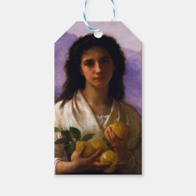 Étiquettes-cadeau Fille tenant des citrons par William-Adolphe Bougu (Devant)