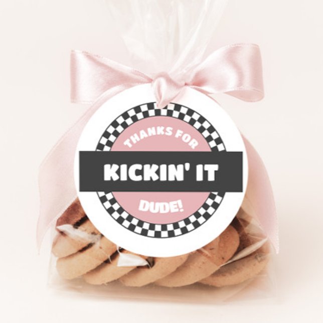 Étiquettes Cadeau Filles À damiers Skateboard Super Rad Anniversaire (Créateur téléchargé)