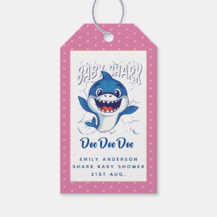 Étiquettes-cadeau Filles BÉBÉ SHARK Douche Doo mignonne rose Customi