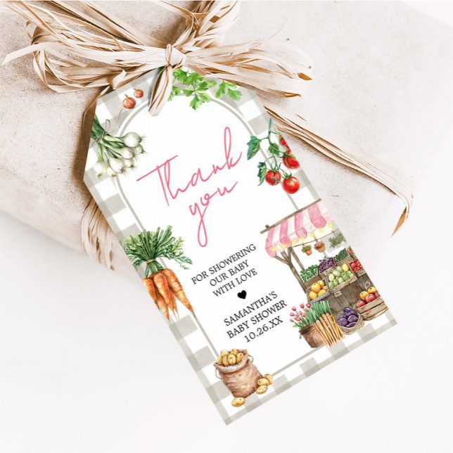 Étiquettes-cadeau Filles Farmers Market Localement Cultivé Favour Ta (Farmers Market Baby Shower Favor Tags )