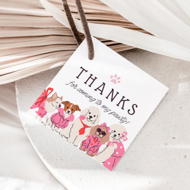 Étiquettes Cadeau Filles rose chiot pawty anniversaire (Créateur téléchargé)