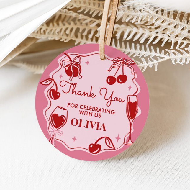 Étiquettes Cadeau Filles Sale Trente Anniversaire (Hand Drawn Cherry Dirty Thirty Birthday Party Favor Tags )