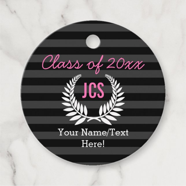 Étiquettes Cadeau Filles sur mesure Graduation Party Black Rose Mono (Devant)