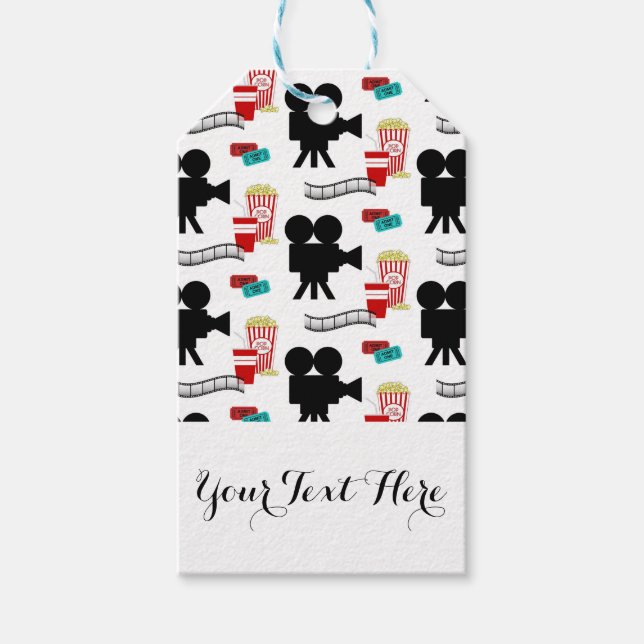 Étiquettes-cadeau Film Nuit Thème Caméra Nom personnalisé (Devant)