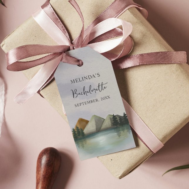 Étiquettes-cadeau Fin de semaine Rustic Mountain & Lake Bachelorette (Créateur téléchargé)