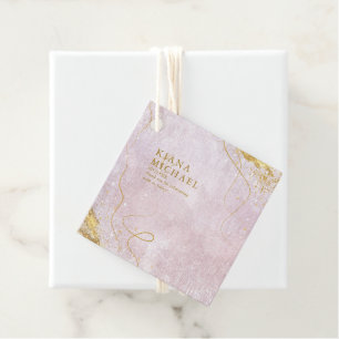 Étiquettes Cadeau Fine Lines Gold Abstrait Mariage V1 Mauve ID867