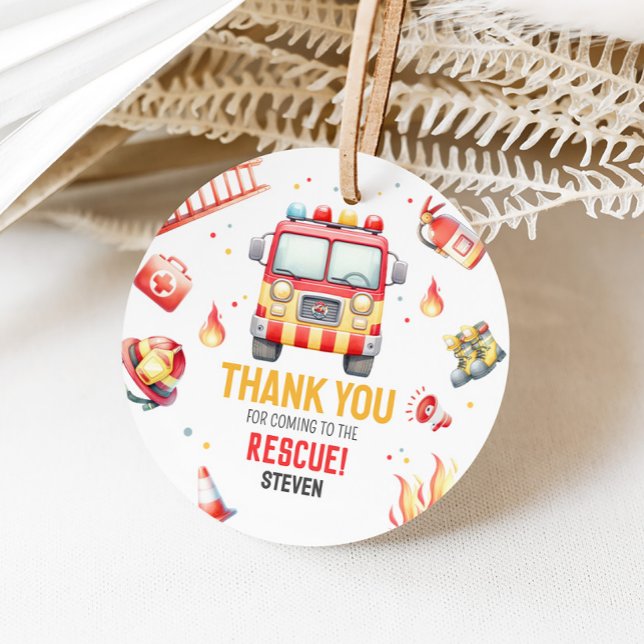 Étiquettes Cadeau Fire Truck Sound the Alarm Baby Shower (Fire Truck Birthday Party Favor Tags)