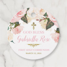 First Communion & Baptism, Pink Floral Gold