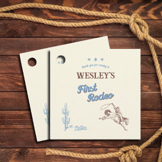 Étiquettes Cadeau First Rodeo Western 1st Birthday Thank You