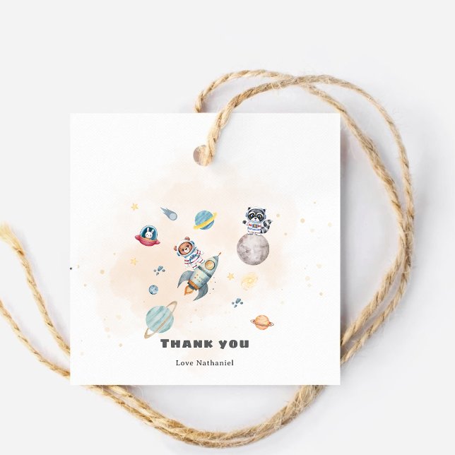 Étiquettes Cadeau First Trip Around the Sun space animals Birthday  (Créateur téléchargé)