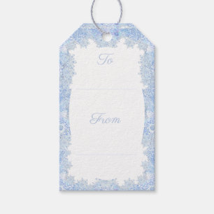 Étiquettes-cadeau Flacon de neige bleu glace