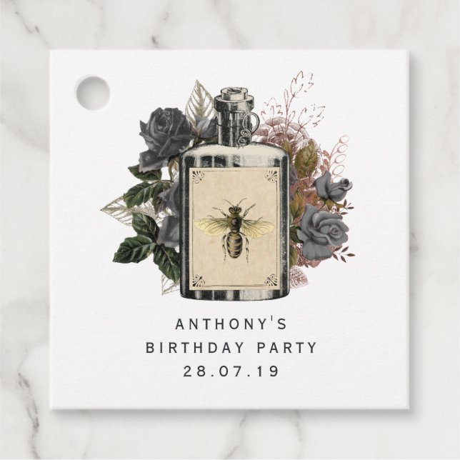 Étiquettes Cadeau Flacon de potion floral gothique antique (Devant)