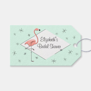 Étiquettes-cadeau Flamant rose Aqua losange Fête des mariées étiquet