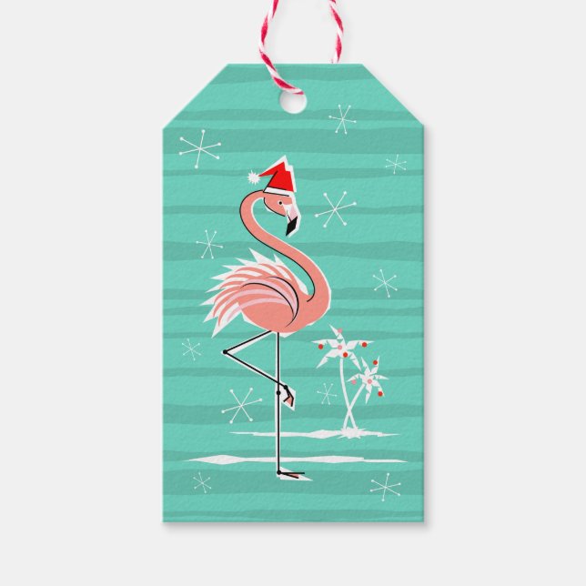 Étiquettes-cadeau Flamant rose de Noël Balises cadeaux de Noël (Devant)