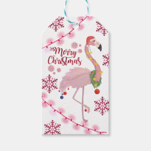 Étiquettes-cadeau Flamant rose de Noël personnalisé