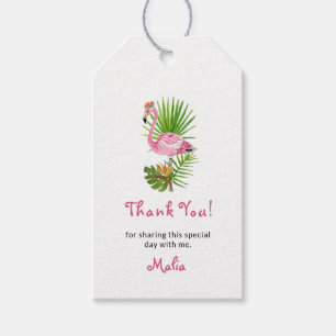Étiquettes-cadeau Flamant rose & Merci tropical