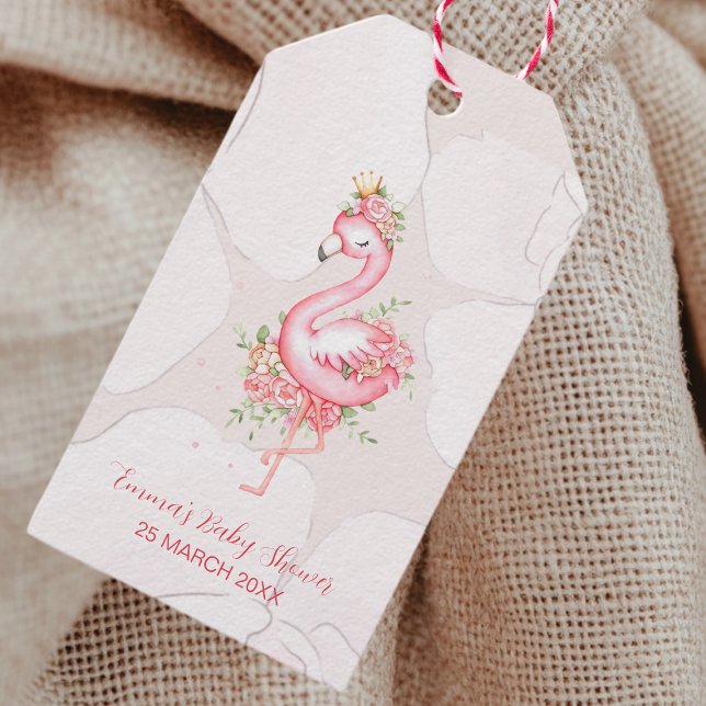 Étiquettes-cadeau Flamant rose rose C'est un Baby shower fille (Créateur téléchargé)