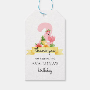 Étiquettes-cadeau Flamant rose rose fille 2n Anniversaire Merci Tags
