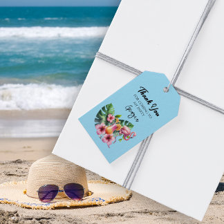 Étiquettes-cadeau Flamant rose tropical fête d'anniversaire