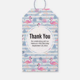 Étiquettes-cadeau Flamant rose Whimsical et Merci Motif ananas