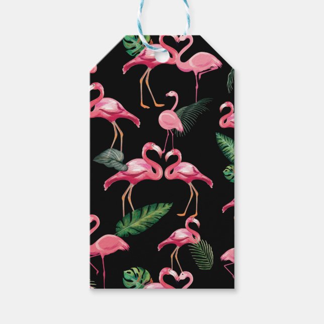Étiquettes-cadeau Flamants roses Love Motif 4 (Devant)