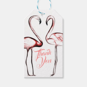 Étiquettes-cadeau Flamants Roses Rose Pêche Faveur de Fête
