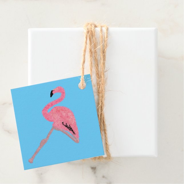 Étiquettes Cadeau Flamingo rose pâle (En situation)