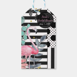 Étiquettes-cadeau Flamingo Rose Polka Danse Fun Fête d'Été