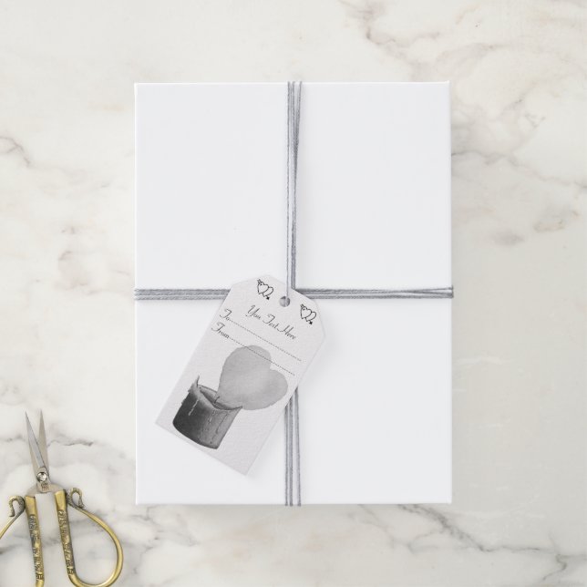 Étiquettes-cadeau flamme rouge bougie monochrome amour en forme de c (Avec de la ficelle)