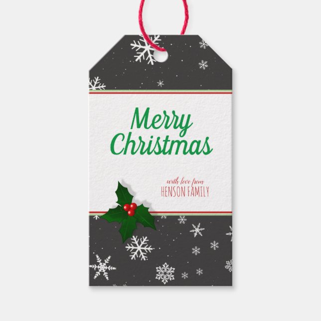 Étiquettes-cadeau Flammes de neige Holly Tree Berry (Devant)