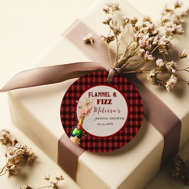 Étiquettes Cadeau Flanelle & fizz hiver rouge & noir shower de maria (Créateur téléchargé)