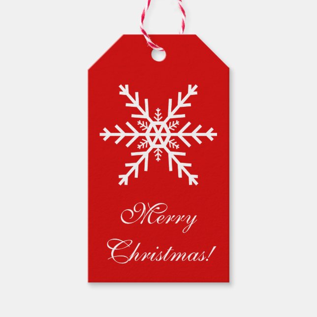 Étiquettes-cadeau Flèche De Neige Rouge Et Blanc (Devant)