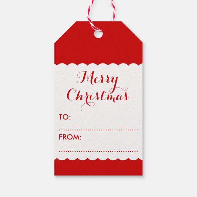 Étiquettes-cadeau Flèche de neige rouge et blanche de base (Dos)