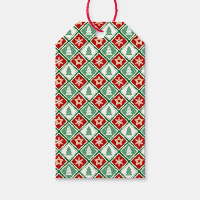 Étiquettes-cadeau Flèches de Noël et arbres de Noël (Devant)