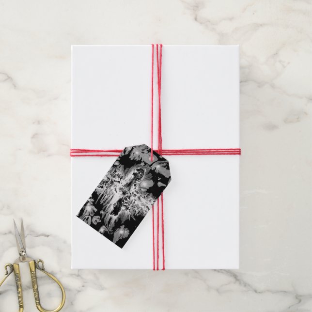 Étiquettes-cadeau Flèches de peinture noir + blanc (Avec de la ficelle)
