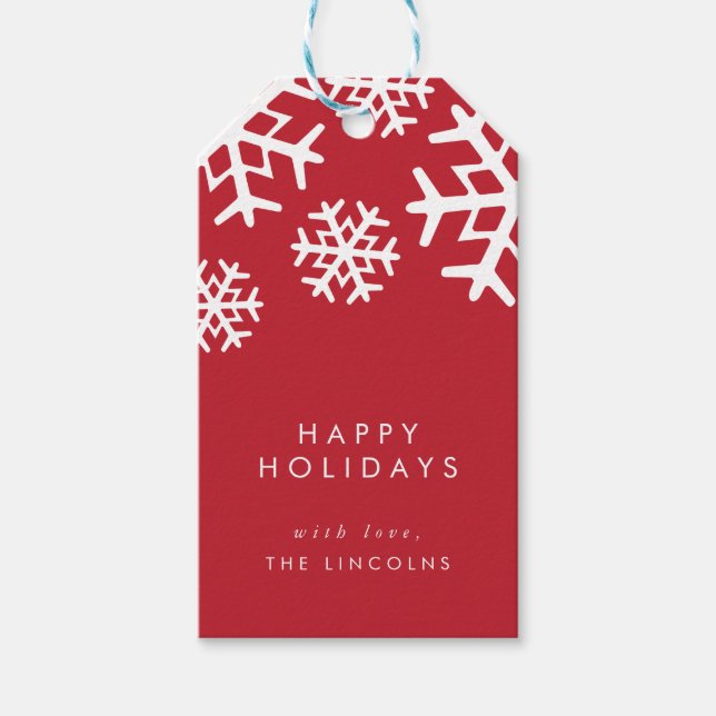 Étiquettes-cadeau Flèches rouges et blanches | Joyeuses fêtes (Devant)
