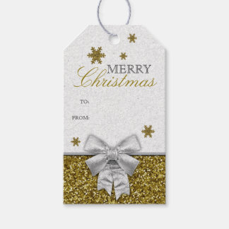 Étiquettes-cadeau Fléchettes de neige de la Glitterie d'or