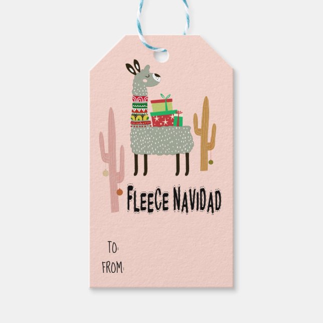 Étiquettes-cadeau Fleece Navidad Llama Noël (Devant)