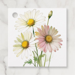 Étiquettes Cadeau Fleur Aquarelle Daisy Moderne Professionnelle